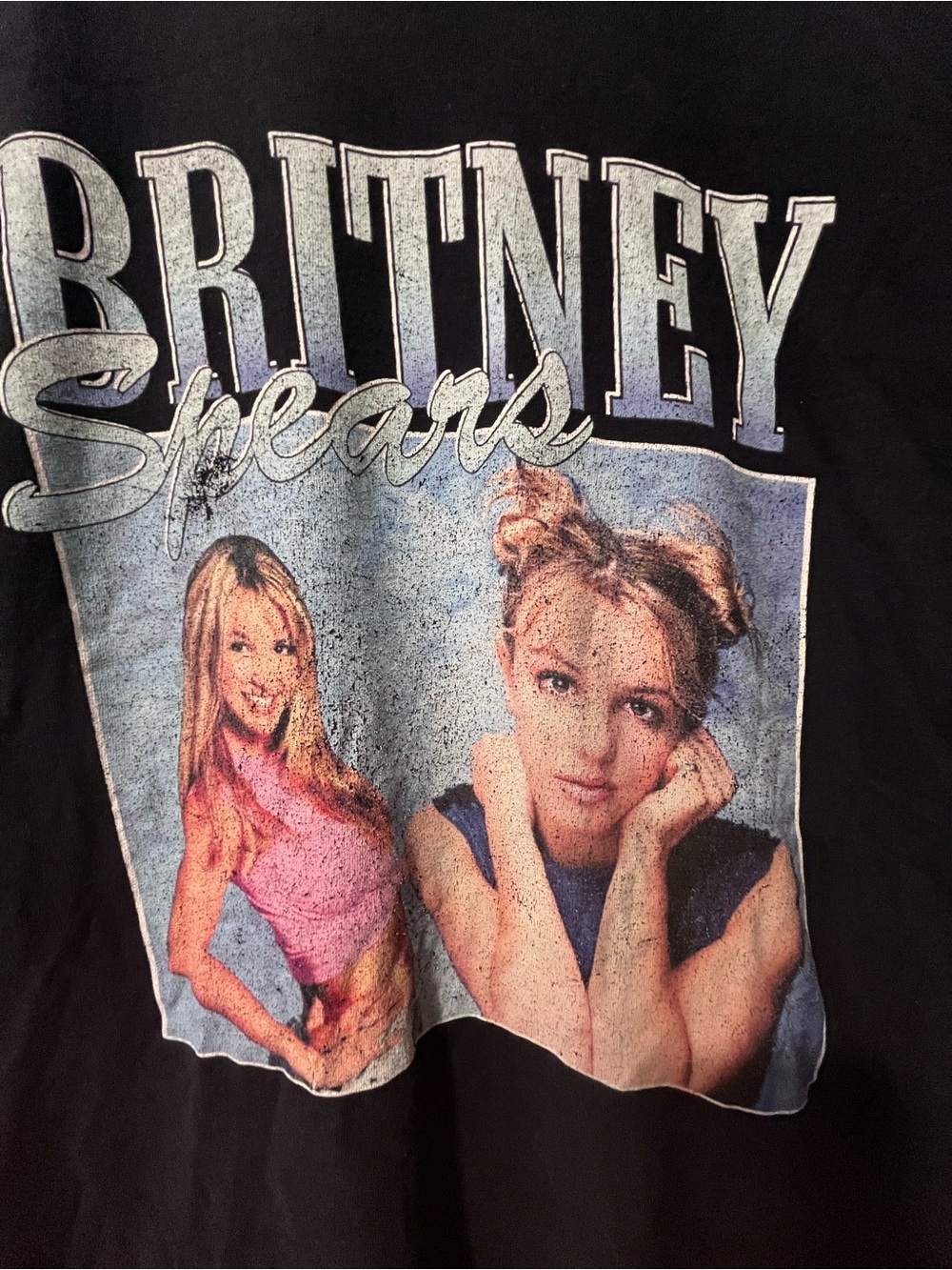 Distressed Vintage Style Britney Spears Black Graphic Tee Women's Short Sleeve